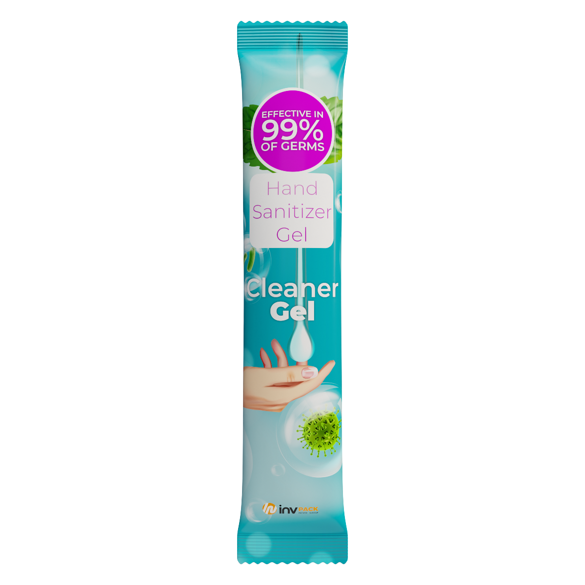 Gel desinfectante de manos envasado en stick pack