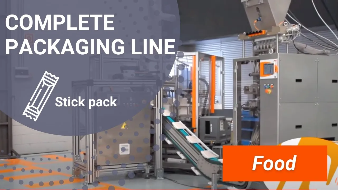 Complete packaging line with stick packs for food industry INVpack