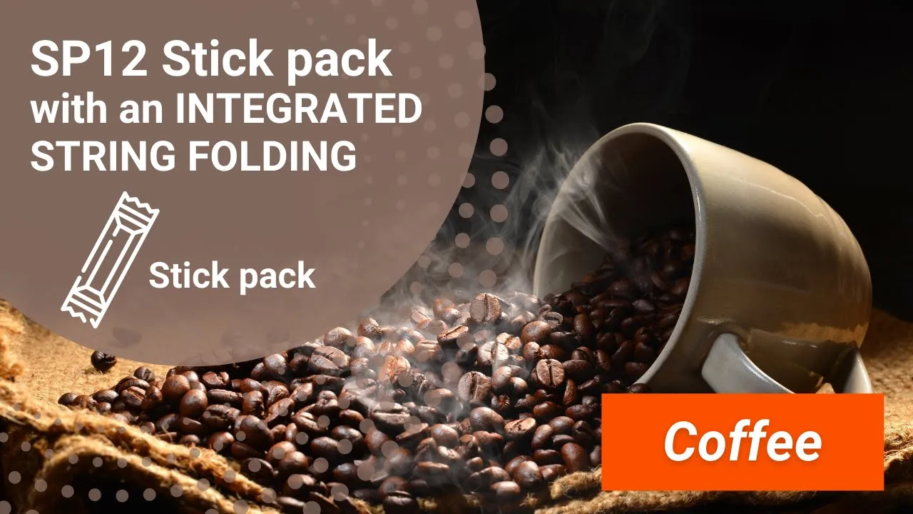 SP12 Stick pack packaging machines with an INTEGRATED STRING FOLDING and automatic boxing system INVpack